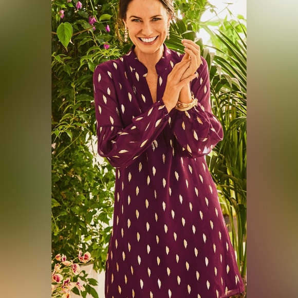 Lilly Pulitzer NWT Shea Silk Dress Cabernet Berry Diamond Clip - Picture 3 of 16